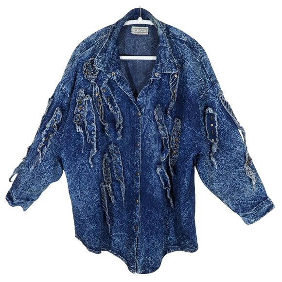 LA Dawn | Tops | Vintage 8s Acid Wash Oversized Denim